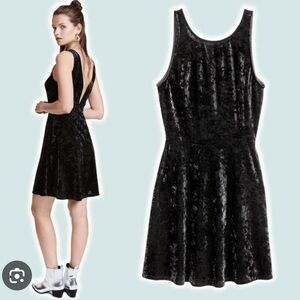 Divided Crushed Velvet Black Mini Dress, Size 4